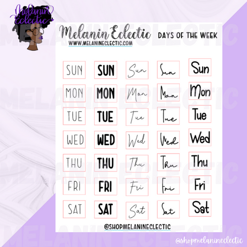 Days of the Week - Abbreviated