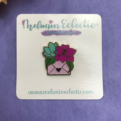 Floral Happy Mail Enamel Pin